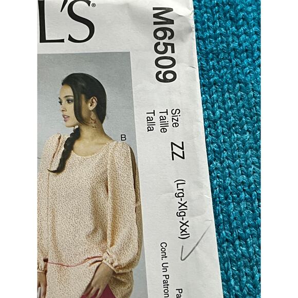 McCalls 6509 sewing pattern top tunic puff sleeve size L XL XXL - Picture 2 of 7